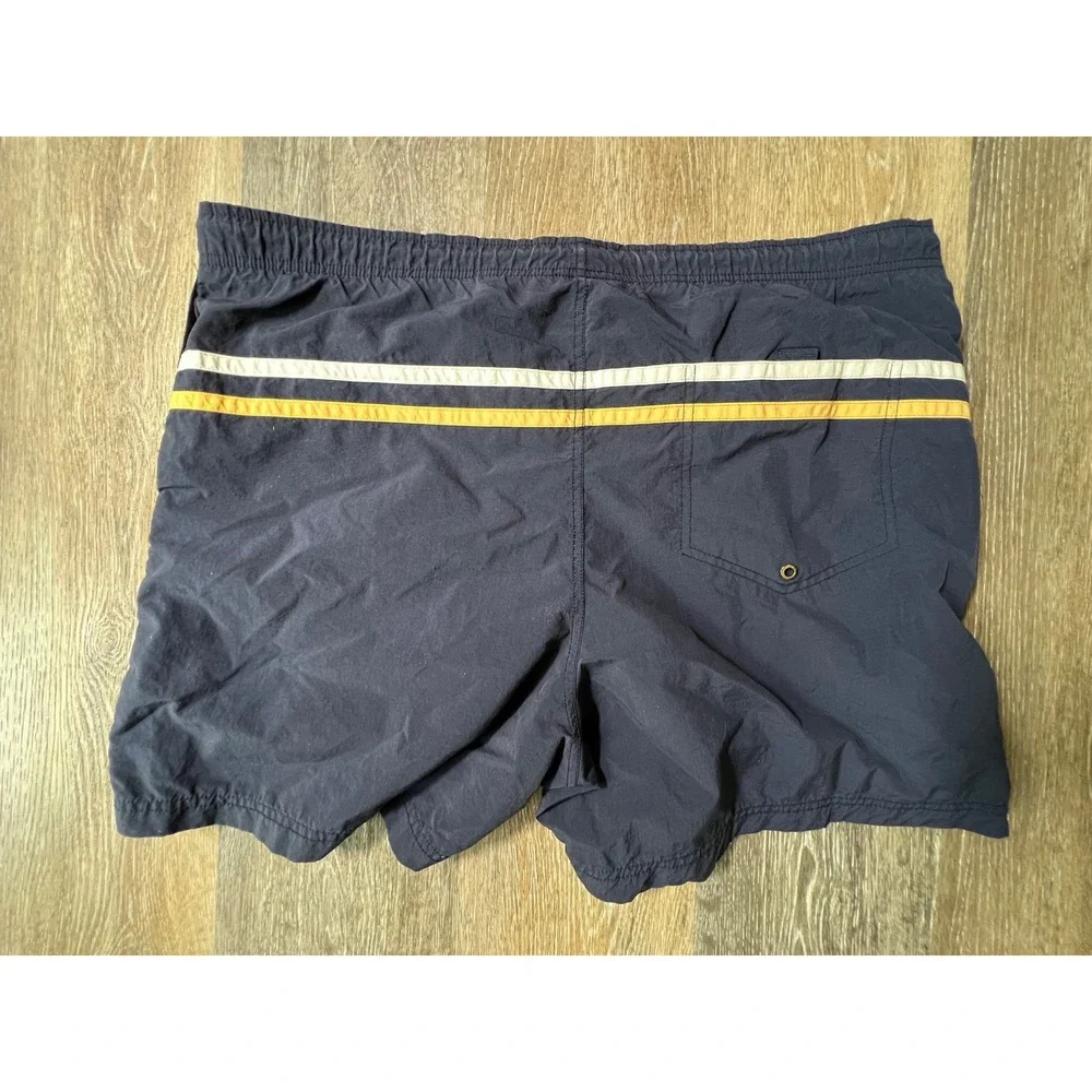 Nautica Swim Trunks Mens Large Navy Striped Nylon Mesh Lined Board Shorts